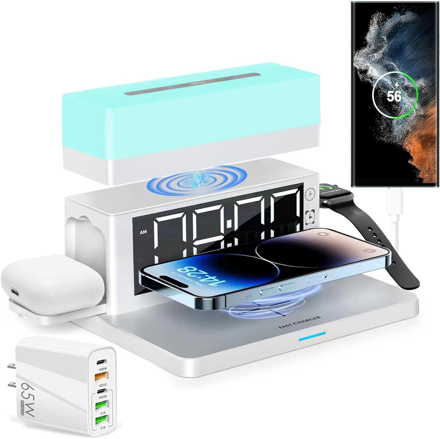 15W Fast Charge Alarm Clock & Charging Stand