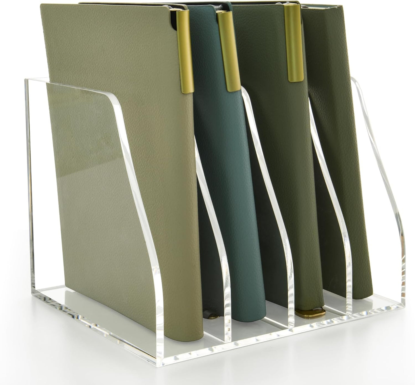 Acrylic Magazine File Holder with 4 Vertical Compartments
