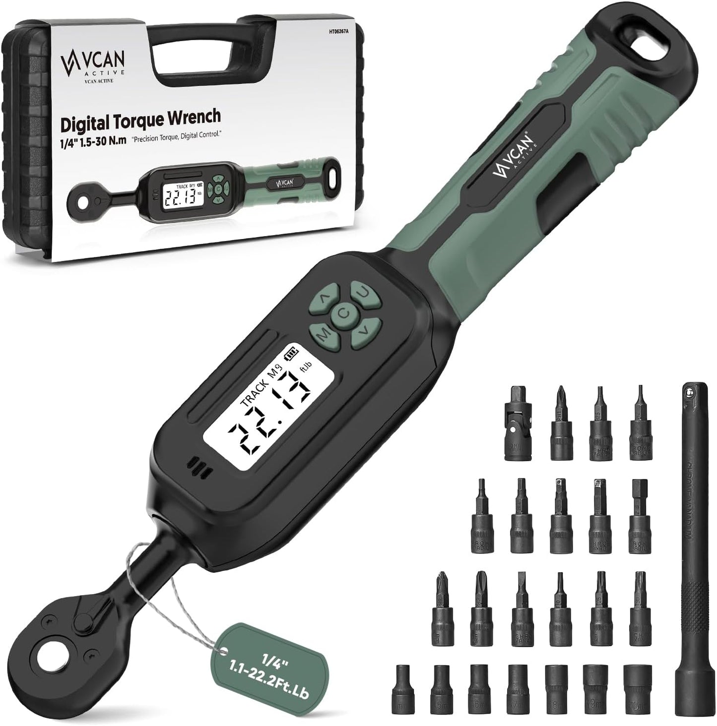 1/4 Digital Torque Wrench Set with Buzzer and LED Flash Alerts