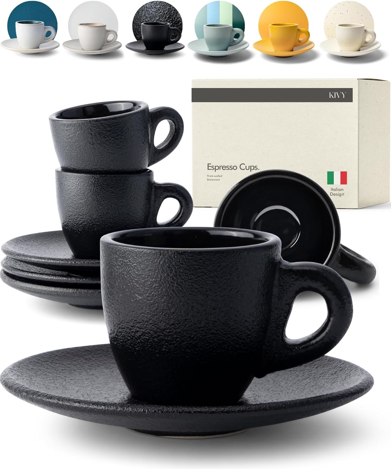 KIVY 3 oz Espresso Cups Set of 4 - Classic Italian Design