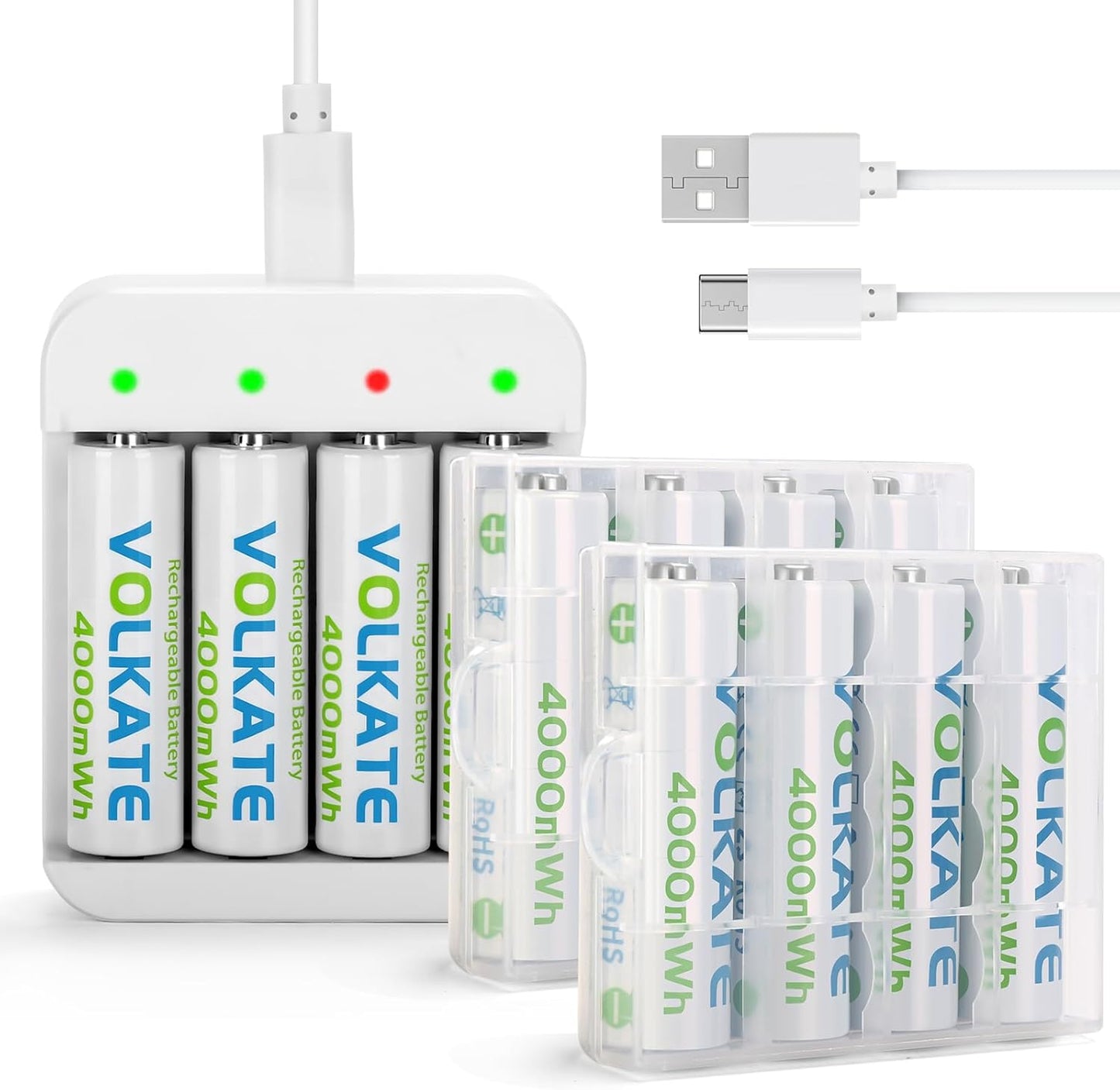 4000mWh Rechargeable Lithium AA Batteries for Long Lasting Power