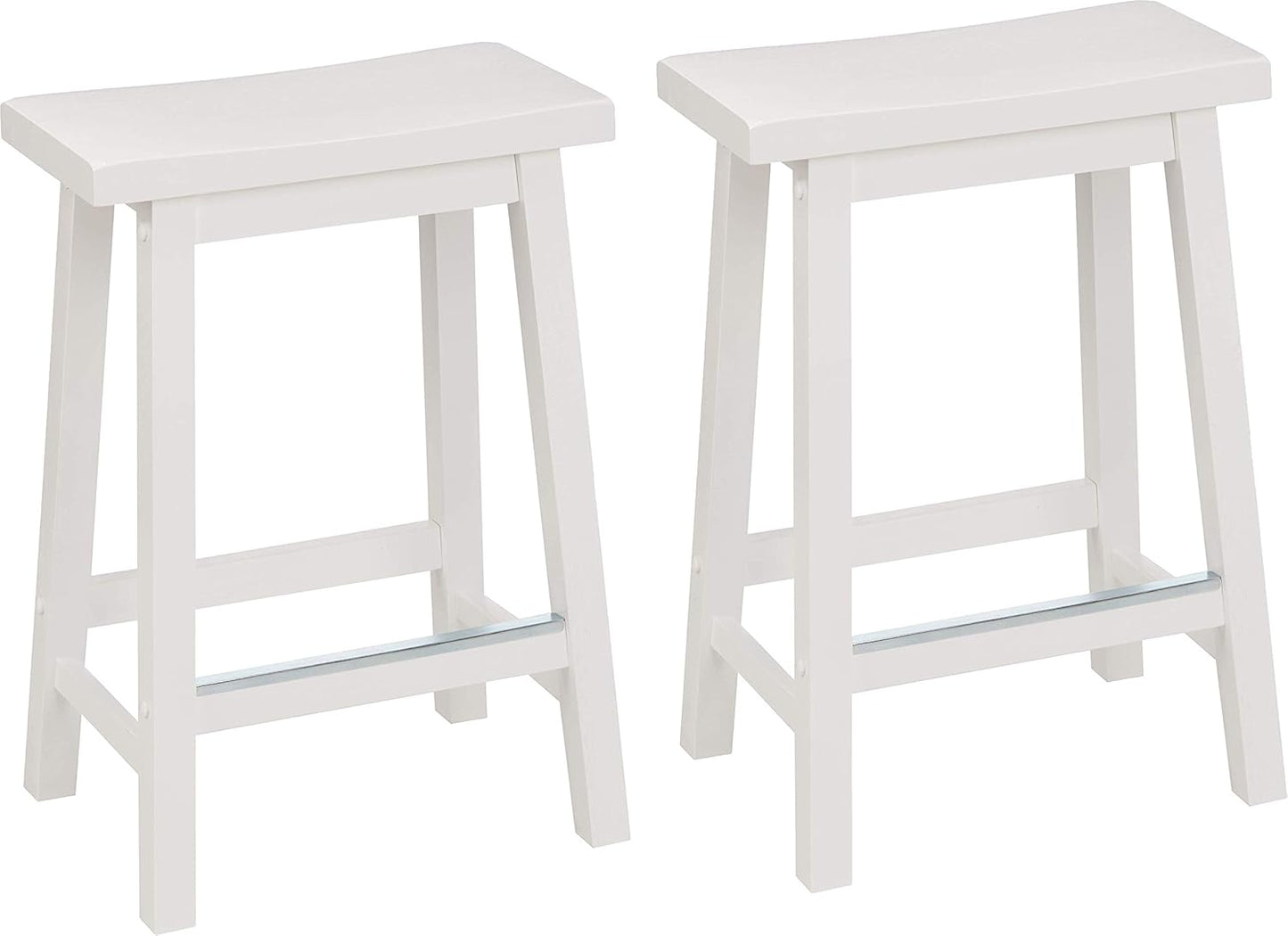 Solid Wood Saddle-Seat Kitchen Counter Barstool Set of 2