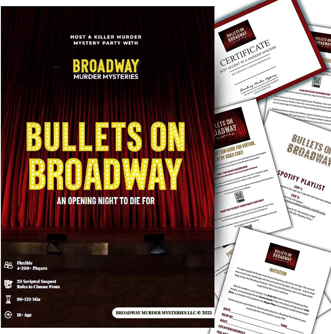 Bullets on Broadway Murder Mystery Game for 4-20 Players