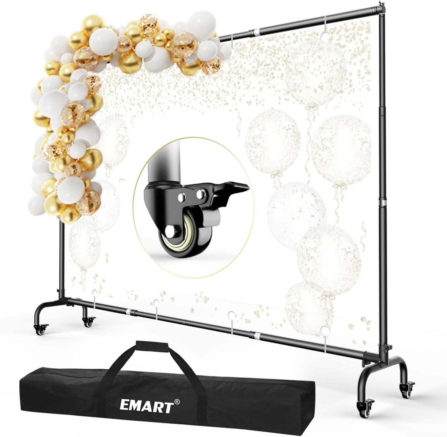 EMART Rolling Backdrop Stand - Adjustable 10x7.5 ft Frame Kit