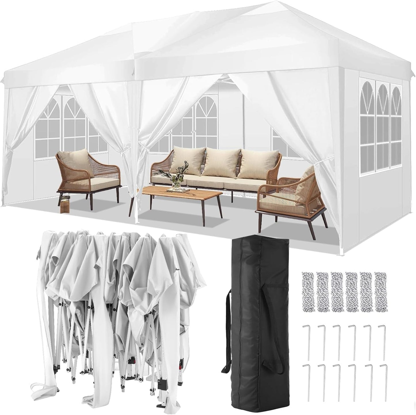 COBIZI 10x20 Pop Up Canopy Tent with Sidewalls for Events