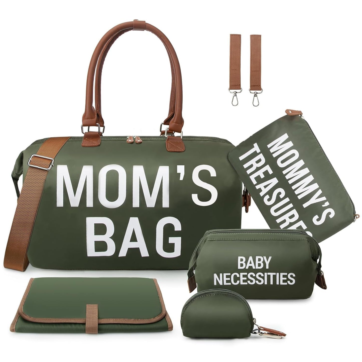Large Diaper Bag Tote with Changing Pad & Organized Pouches