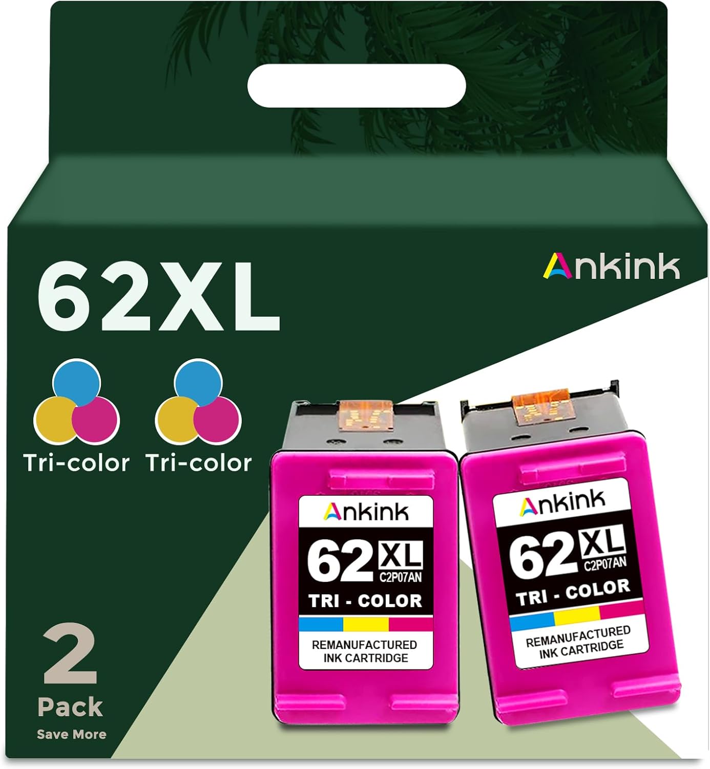 Ankink Remanufactured Ink Cartridge Replacement for HP 62XL