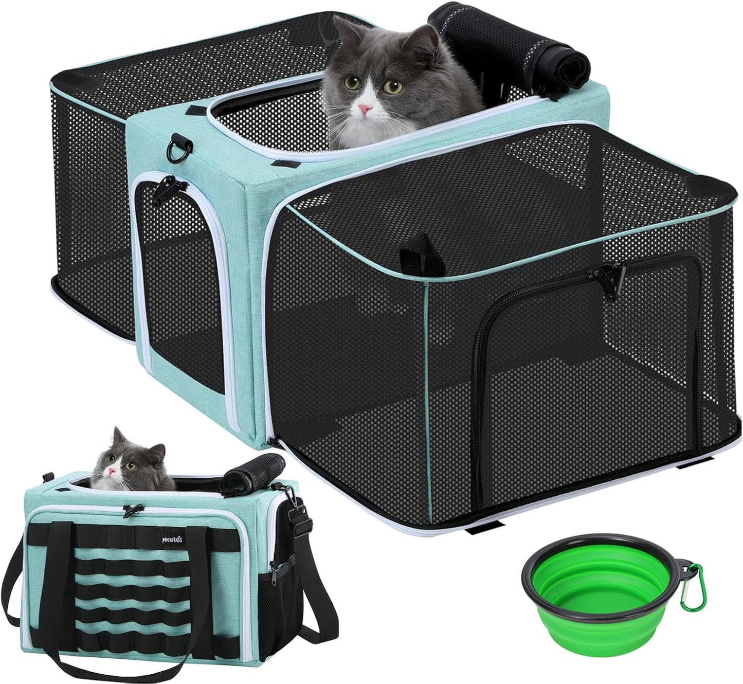 Pecute Cat Carrier Expandable for Travel and Outdoor Adventures