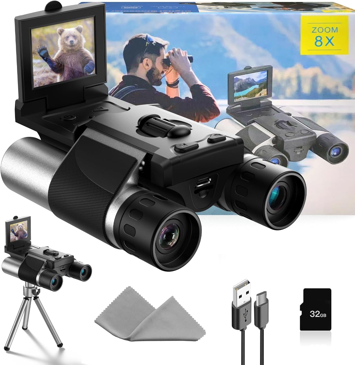 Digital Binoculars with Camera - 8X Zoom for Adventures