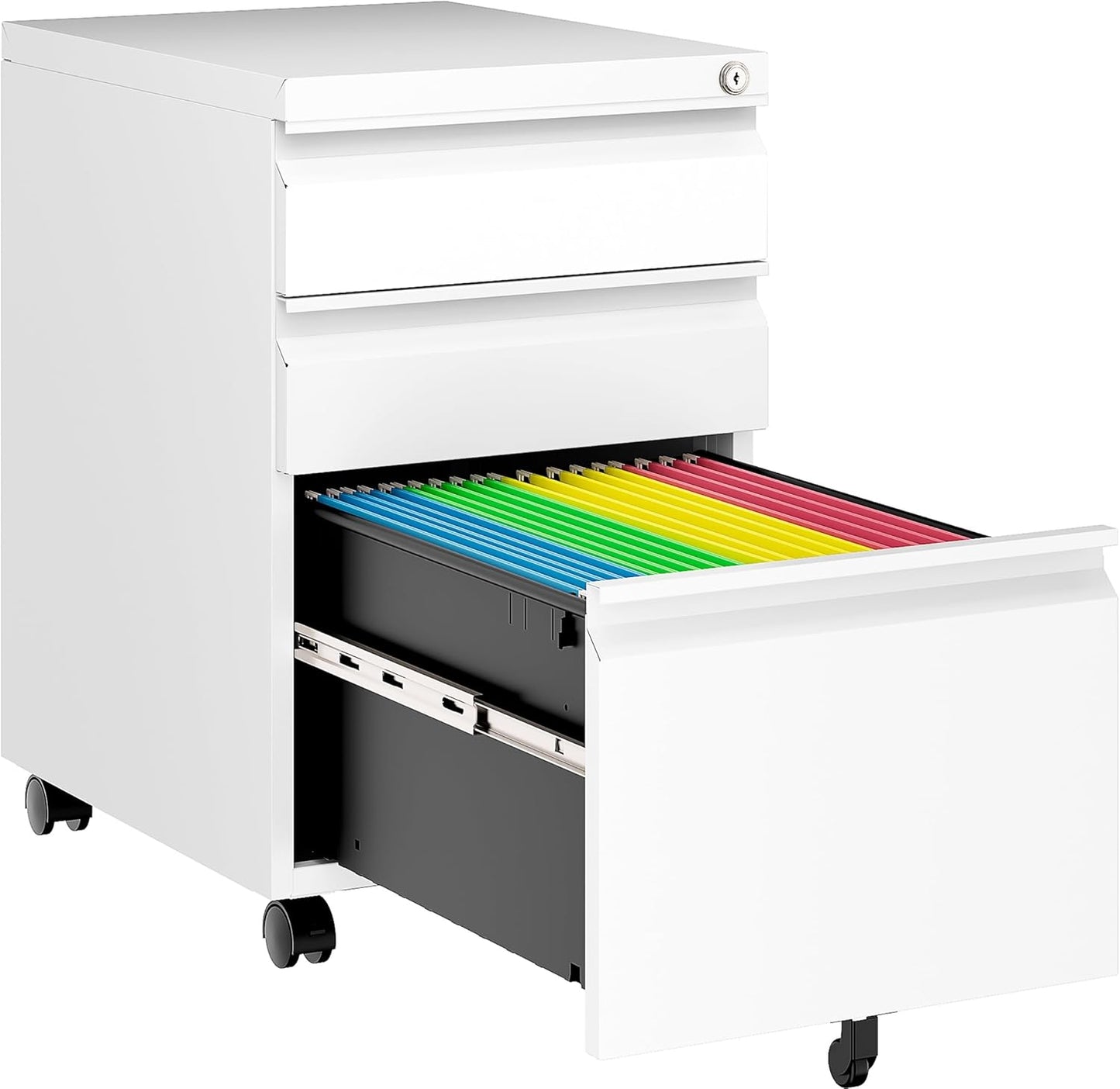 Assembled 3 Drawer File Cabinet with Wheels for Home Office