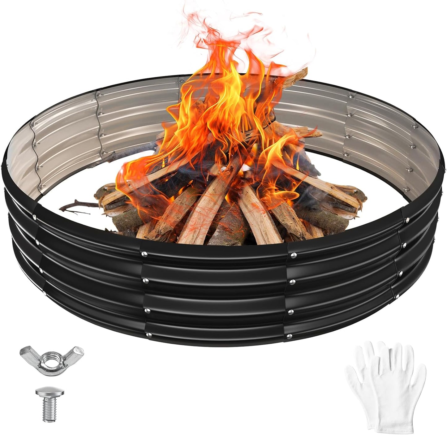 60 Inch Round Galvanized Fire Pit Ring for Outdoor Gatherings