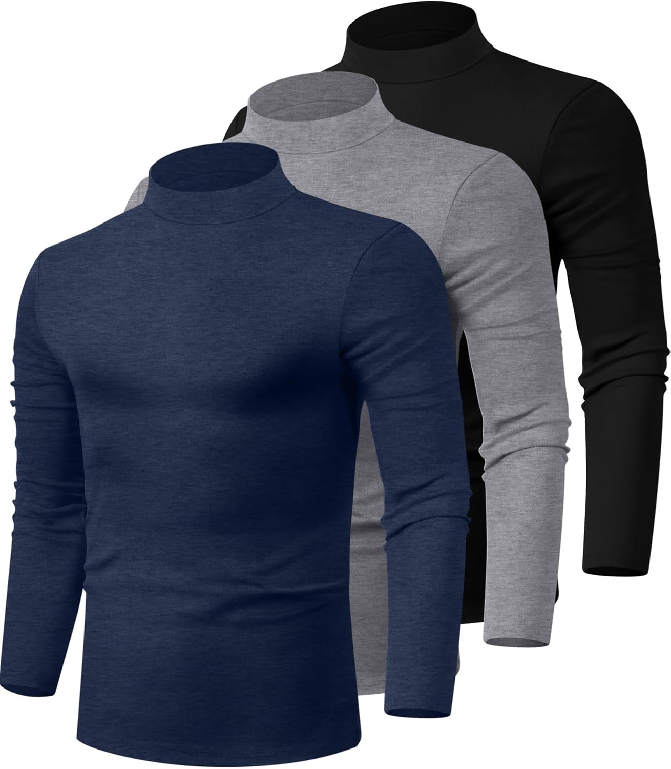 Riyiper 3 Pack Men's Mock Neck Shirts for Casual Style