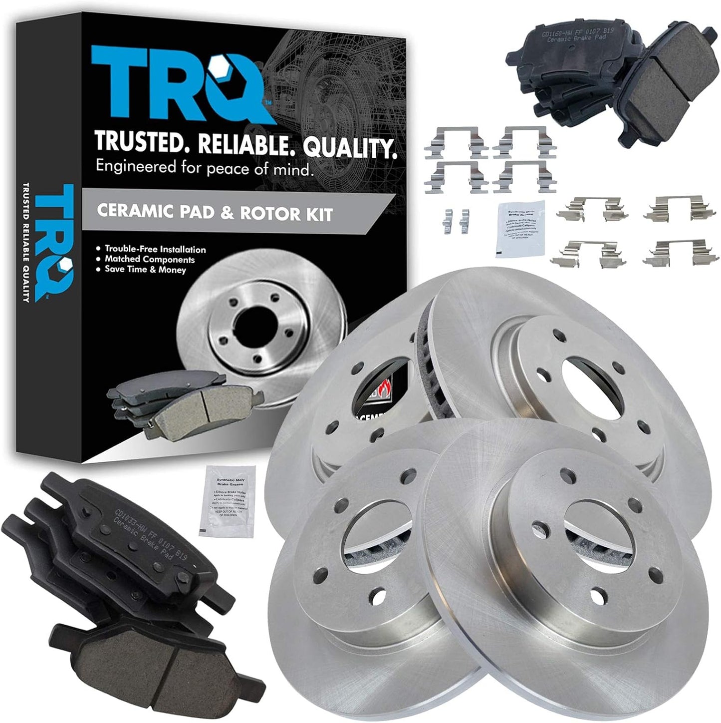 TRQ Premium Ceramic Brake Pad & Rotor Kit for Chevy Pontiac