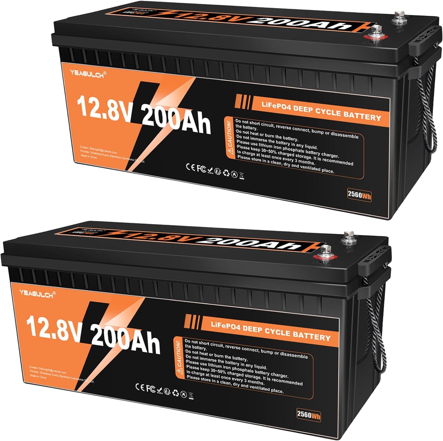 2 PACK 12V 200Ah LiFePO4 Lithium Battery for Off-Grid Power