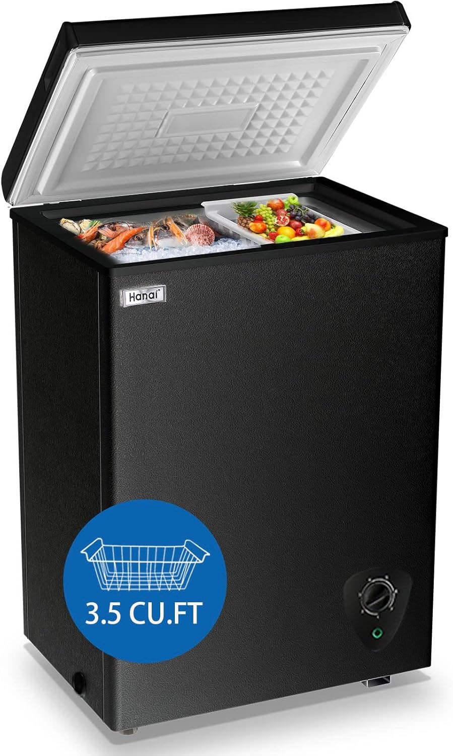 Compact 3.5 cu.ft Chest Freezer with Adjustable Temperature Control