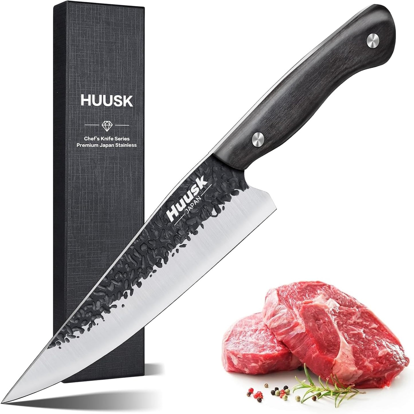 Huusk Chef Knife - Hand Forged Japanese Kitchen Knife for Meat