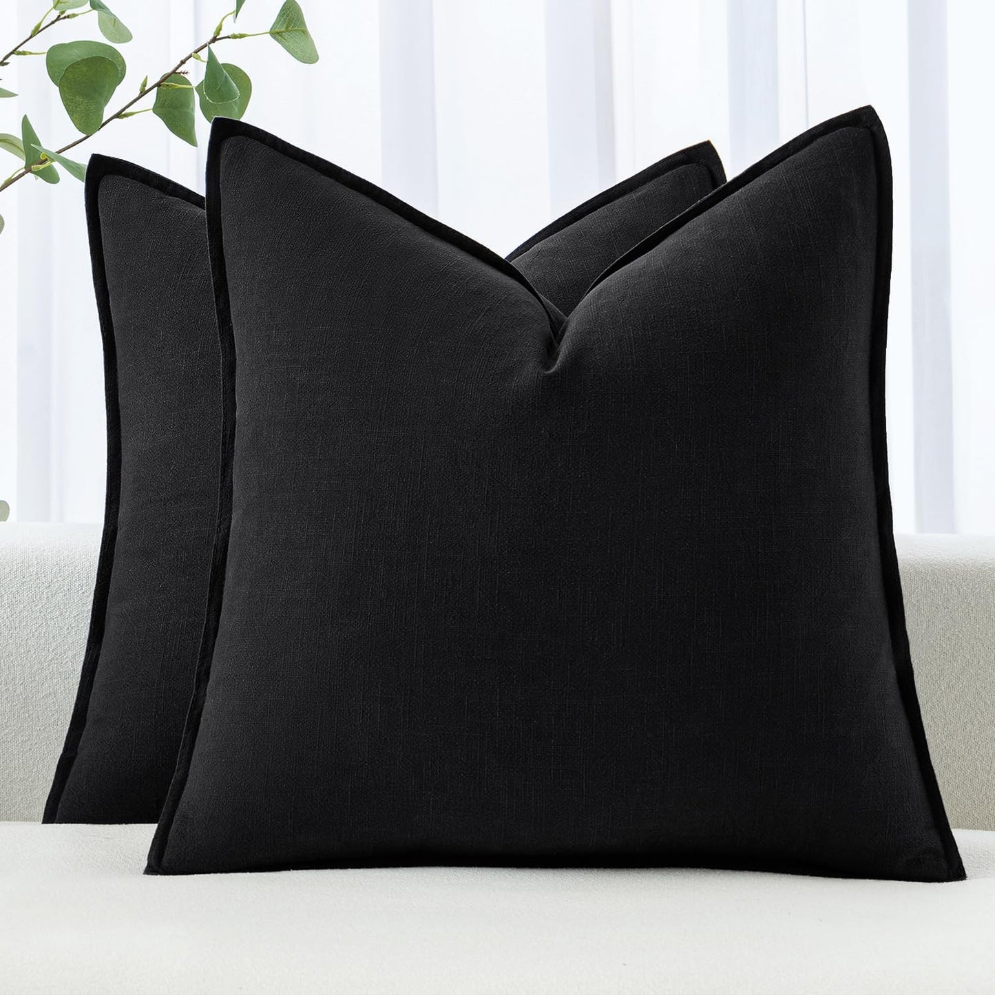 MIULEE 28x28 Inch Black Boho Pillow Covers for Home Decor