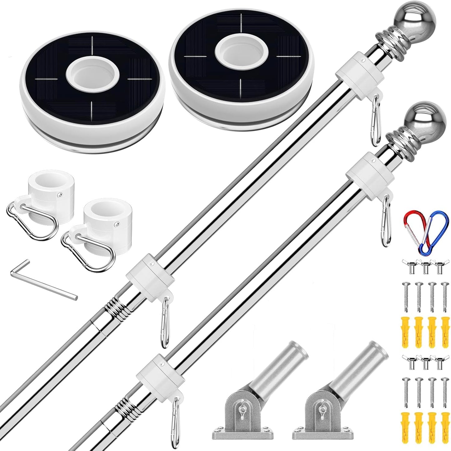 ZMTECH 6 FT Flag Pole with Solar Light - Adjustable Bracket