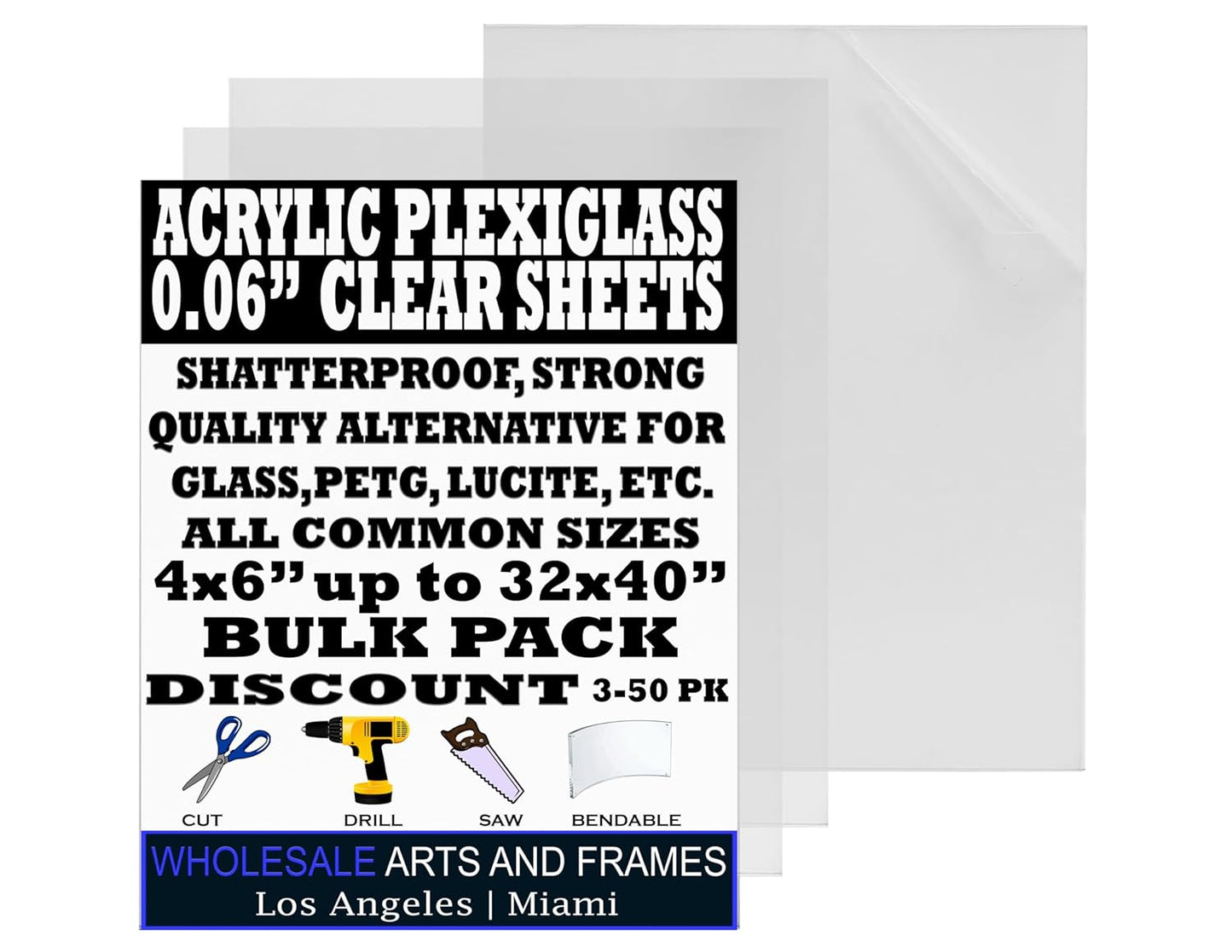 Clear Plexiglass 32x40 Panels - Lightweight Shatterproof Glass