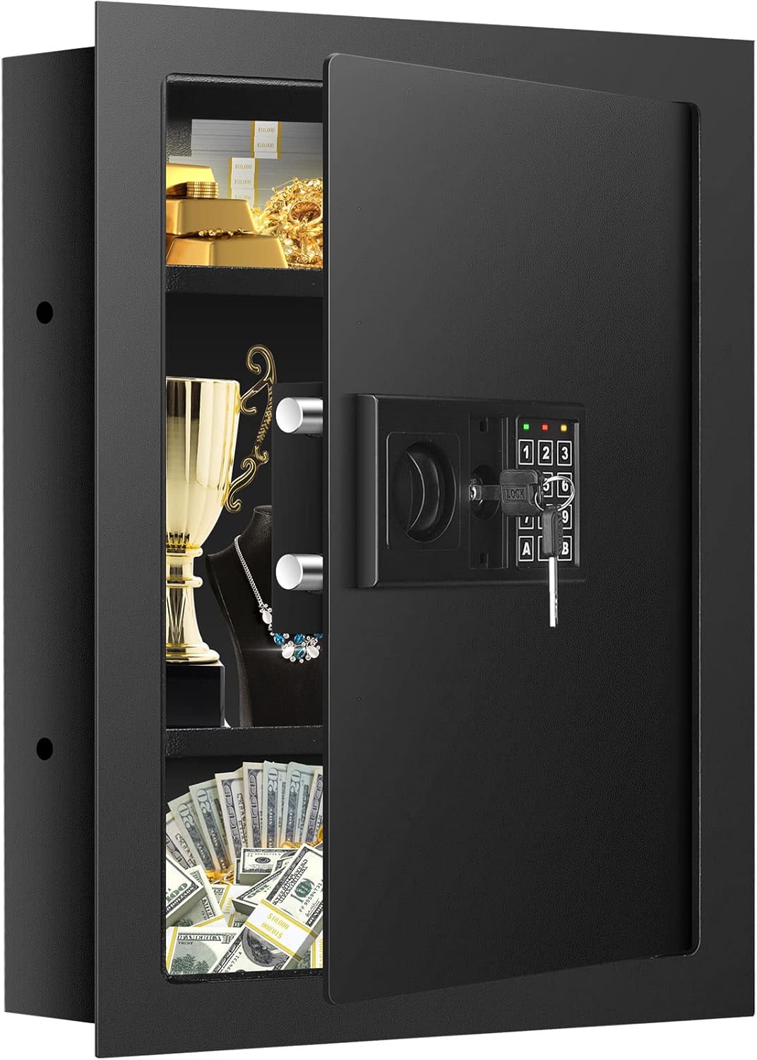 25.6in Tall Fireproof Wall Safe for Money and Jewelry Storage