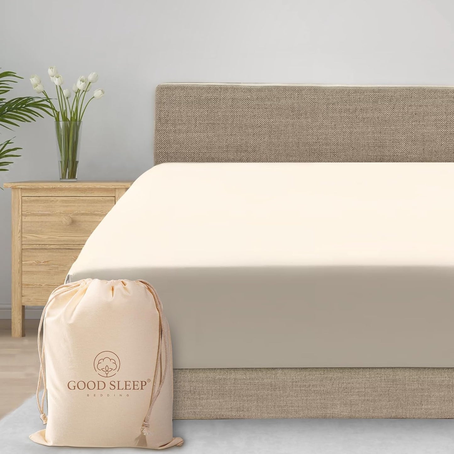 Good Sleep Bedding Queen Size Fitted Sheet - 800 TC Soft Cotton