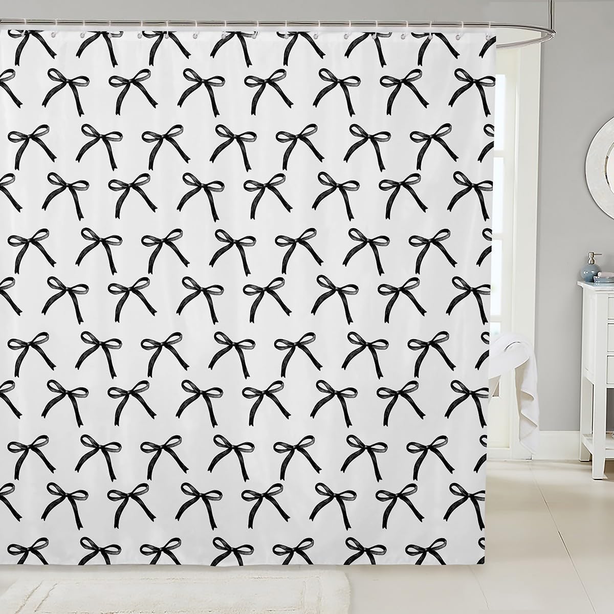Manfei Cartoon Bowknot Kids Shower Curtains - Fun & Waterproof Design for Girls