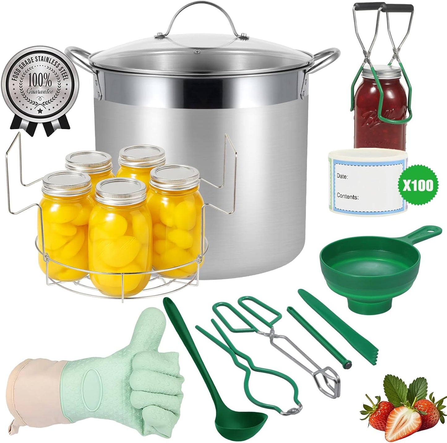 Stainless Steel Canning Pot with Rack and Lid for Home Canning