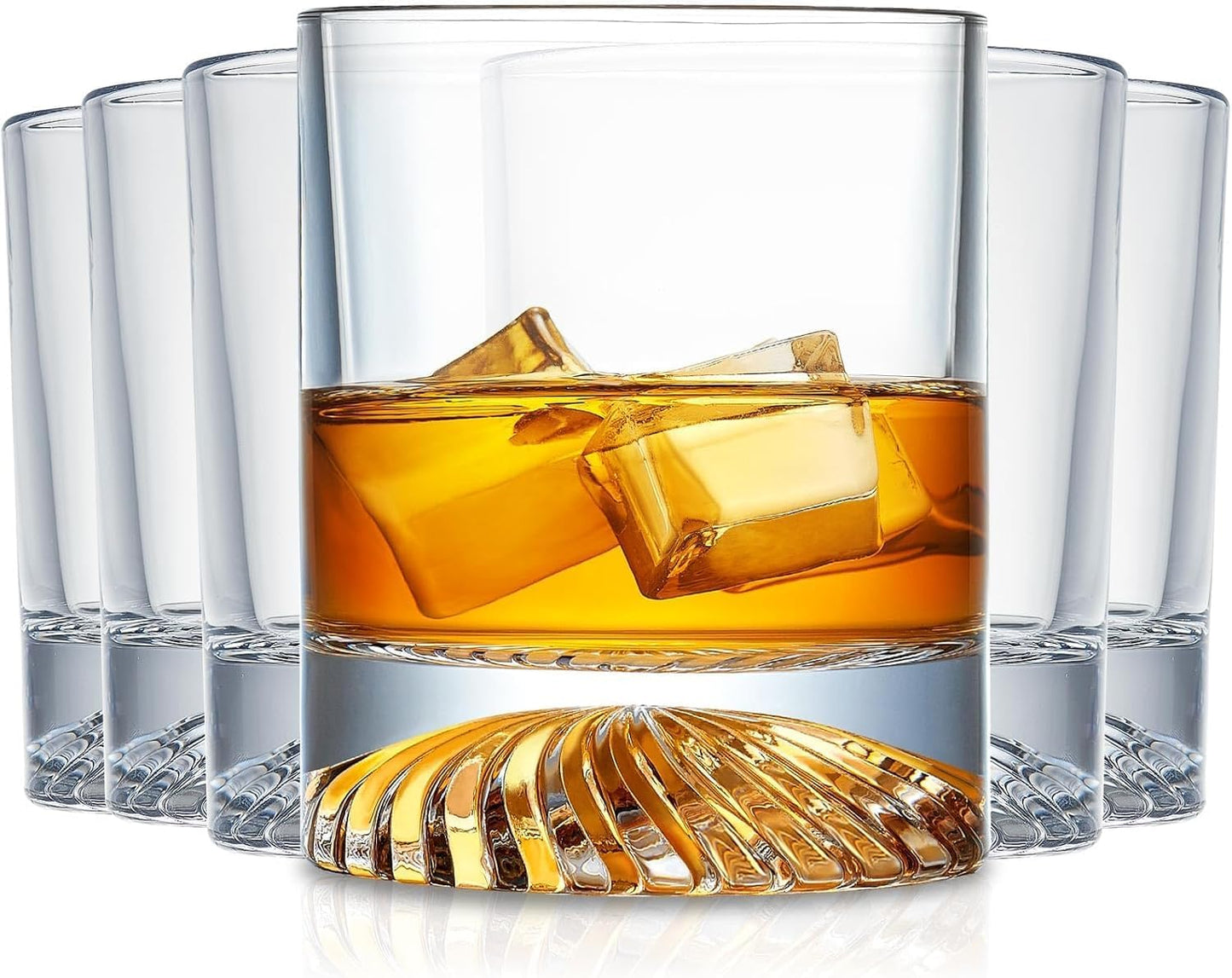 Set of 6 Hand Blown Crystal Whiskey Glasses - Perfect Gifts for Men