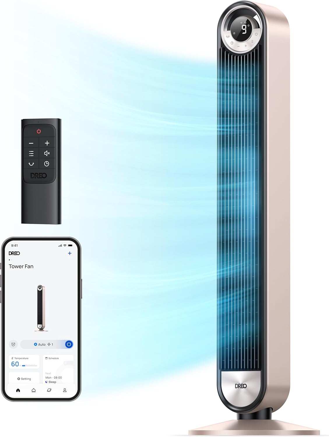 Dreo Tower Fan for Bedroom with 90 Oscillation and Quiet Operation