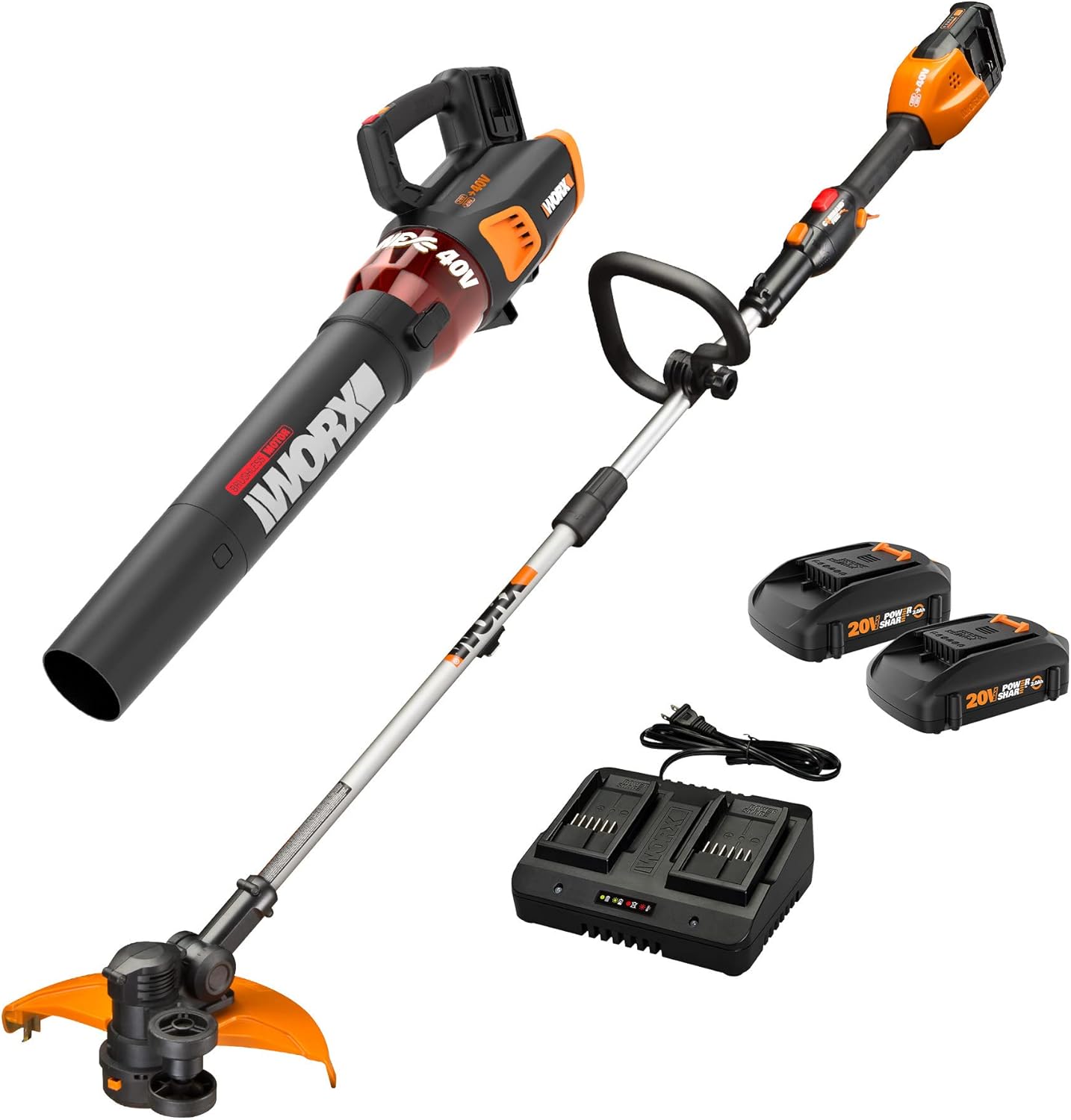 WORX 40V Cordless String Trimmer and Leaf Blower Combo Kit