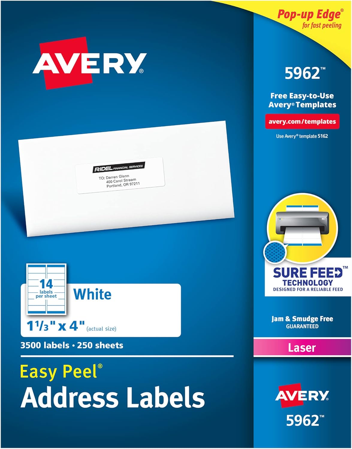 Avery Easy Peel Printable Address Labels with Sure Feed Technology