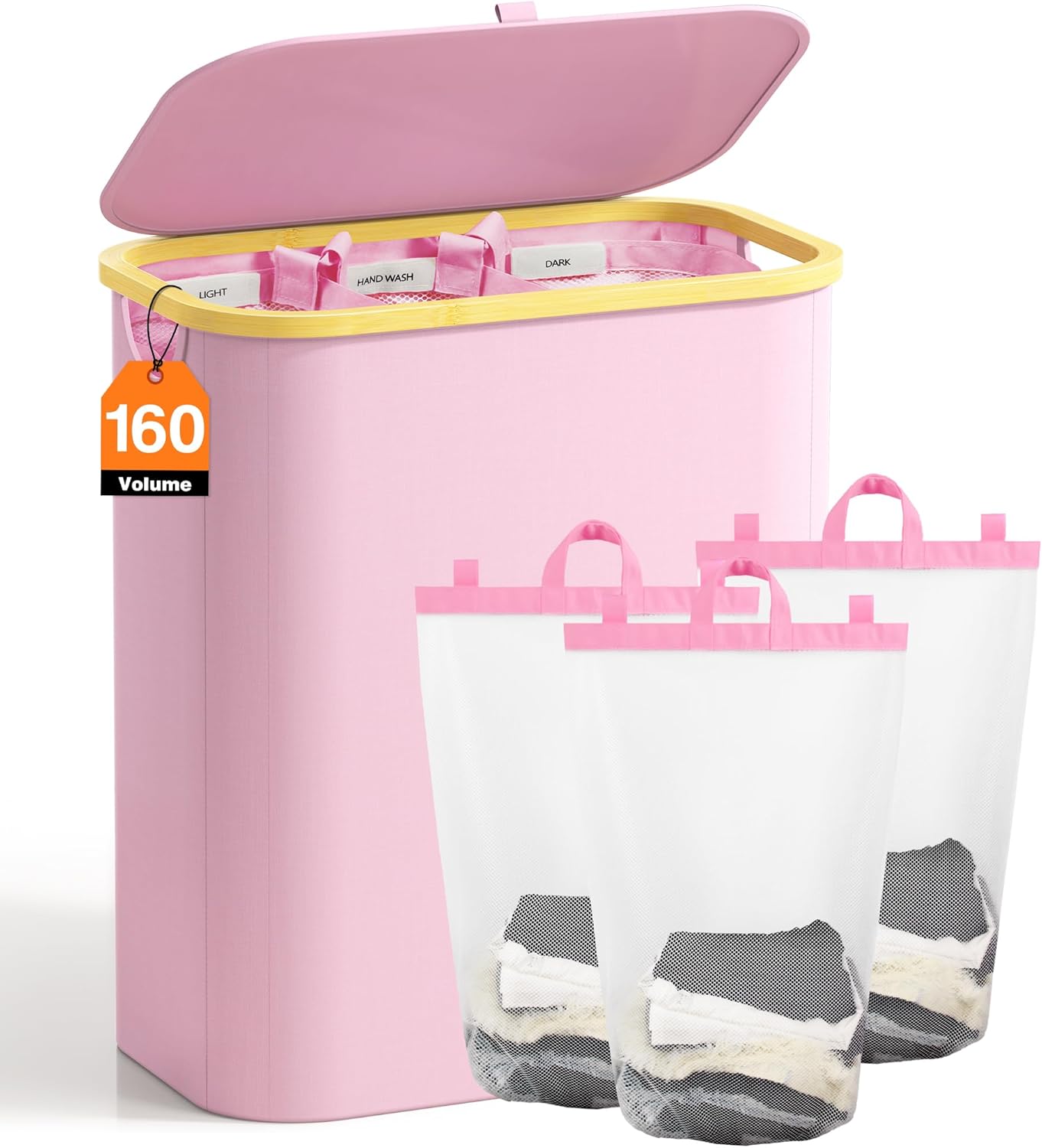 Extra Large 3 Section Laundry Hamper with Lid for Easy Sorting