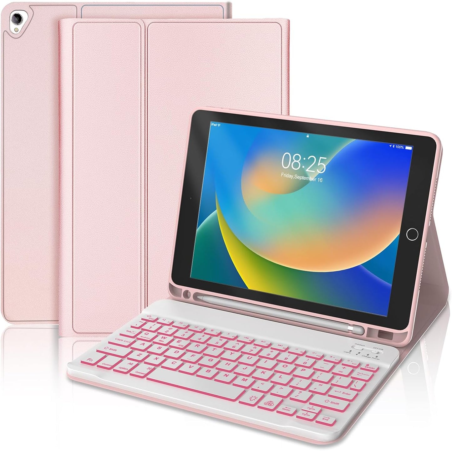 BORIYUAN iPad 9th 8th 7th Gen Keyboard Case with Backlit Colors