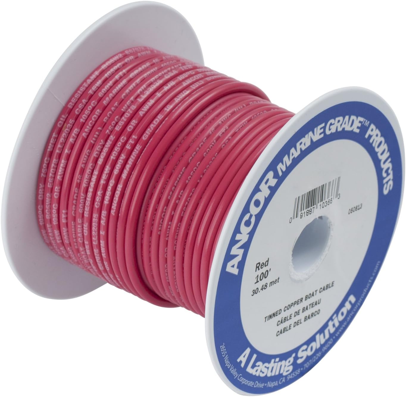 Ancor 104810 Tinned Copper Wire - 14 AWG Red 100ft for Boating