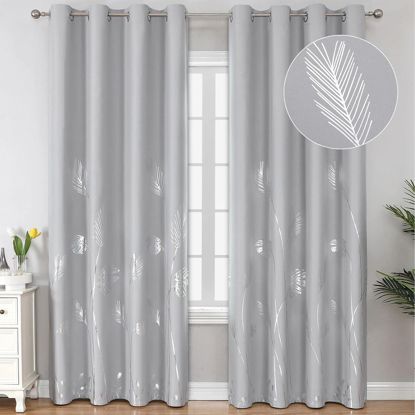 Estelar Textiler Light Grey Blackout Curtains for Sliding Door