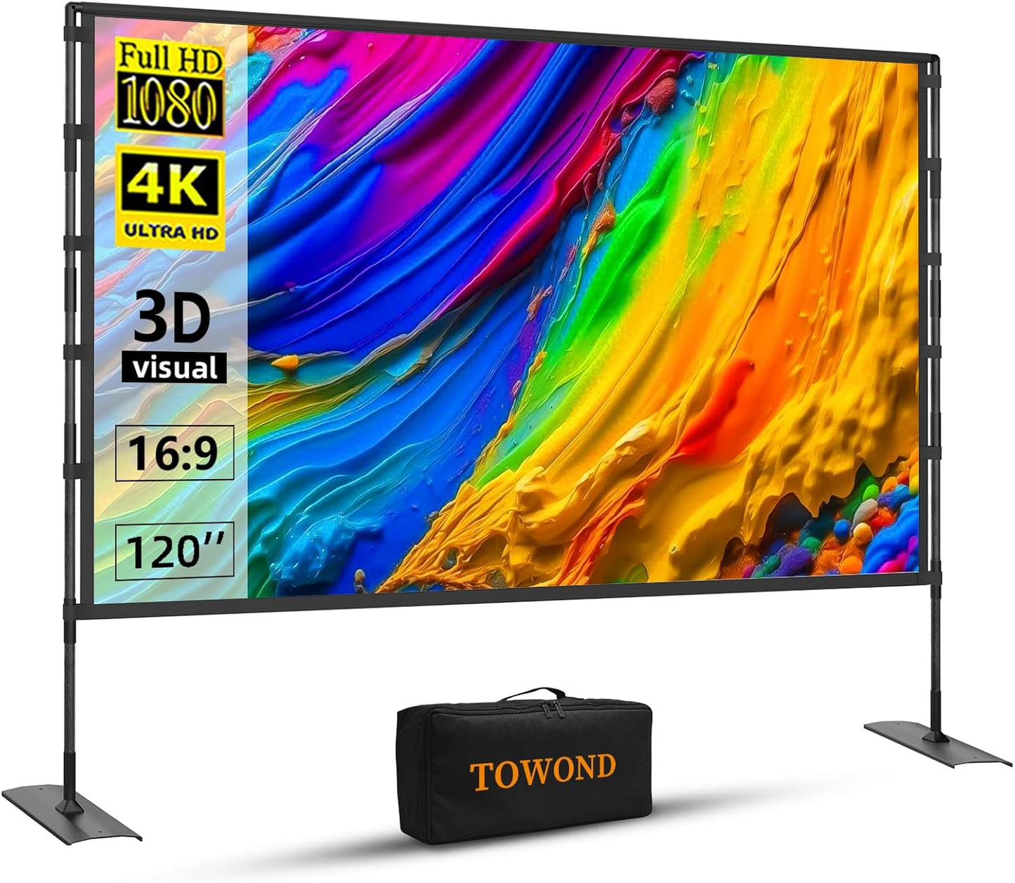 TOWOND 120 4K Portable Projector Screen - Wrinkle-Free Design