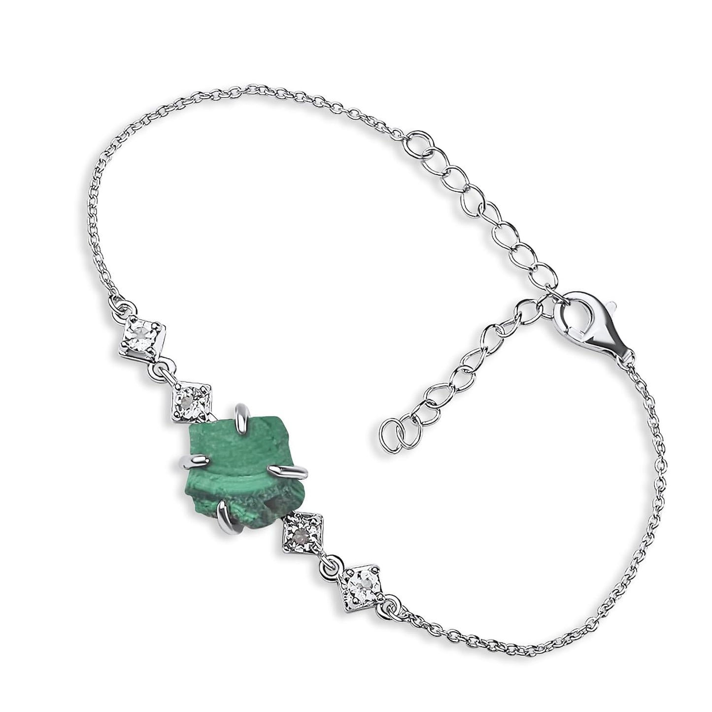 Raw Malachite Chain Bracelet Birthstone Gift for Her Special Occasions