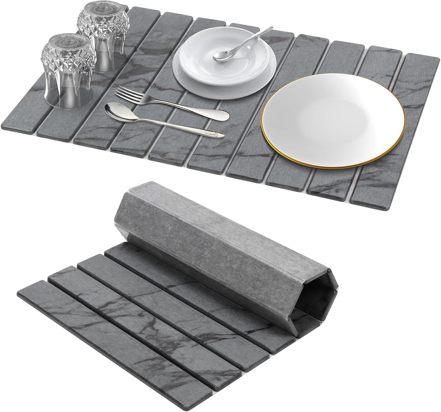 Large Collapsible Stone Dish Drying Mat for Kitchen Use