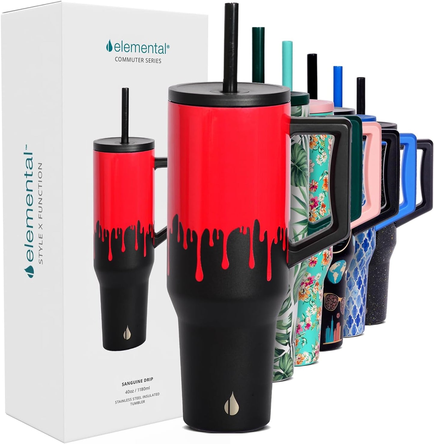 Elemental 40 oz Tumbler with Handle for Hot and Cold Beverages