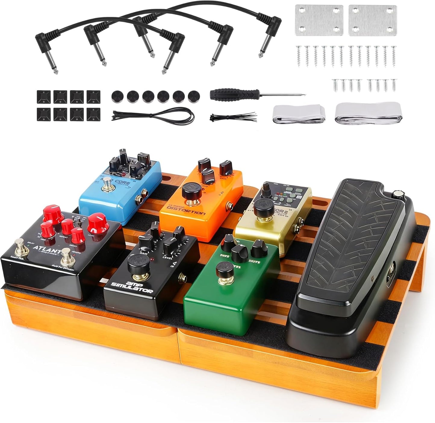 Wooden Pedal Board Guitar Effects 2-in-1 Pedalboard Set