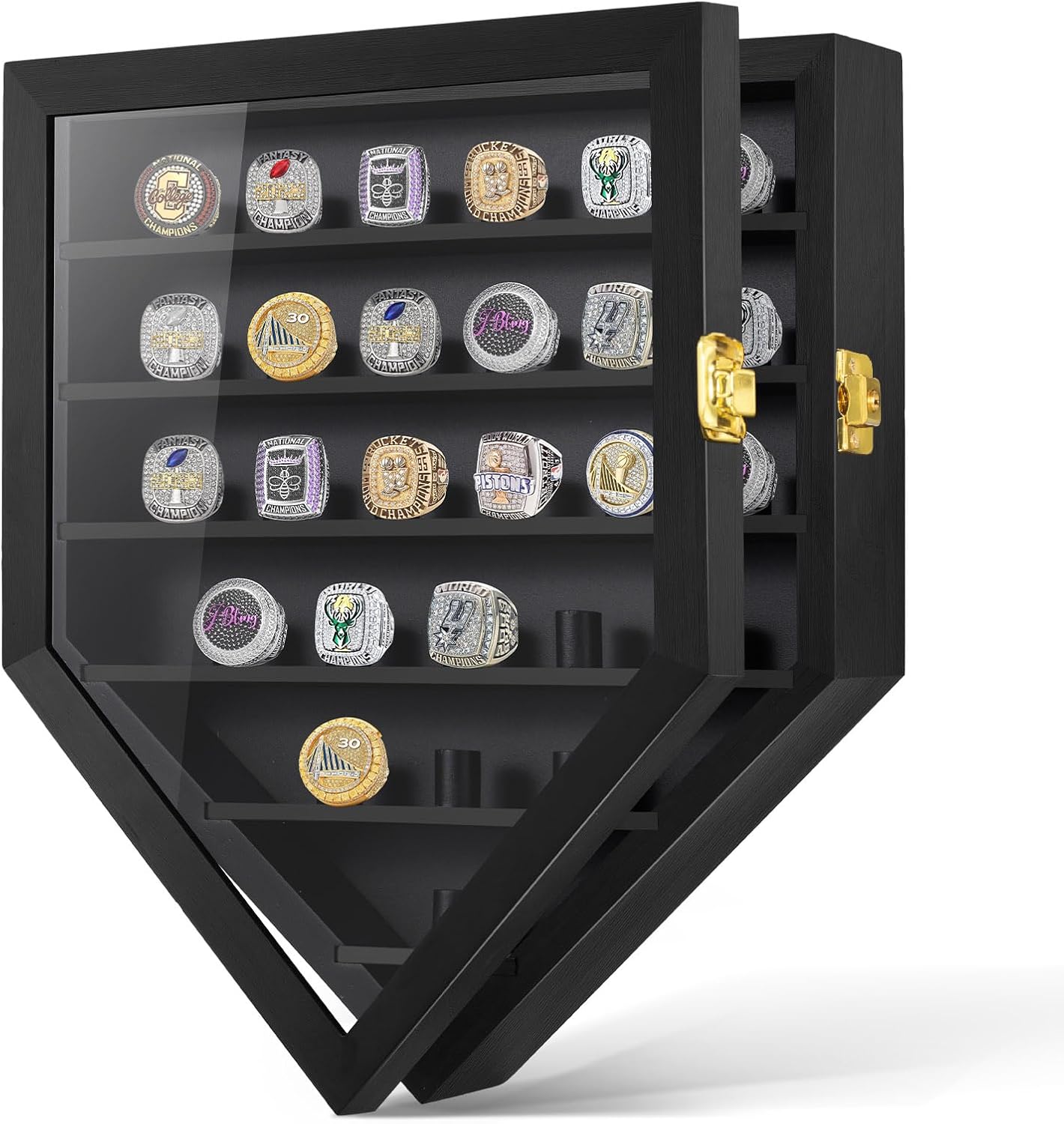 Championship Ring Display Case for 27 Rings - Elegant Showcase