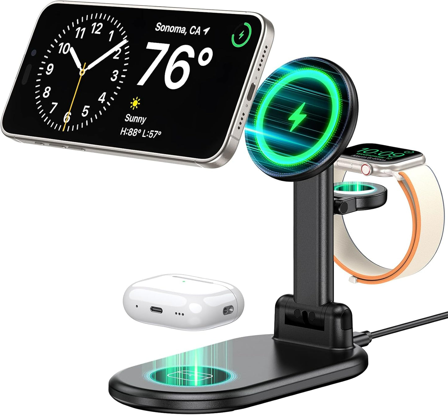 15W Mag-Safe 3-in-1 Charger - Fast Charging Hub for iPhone & More!