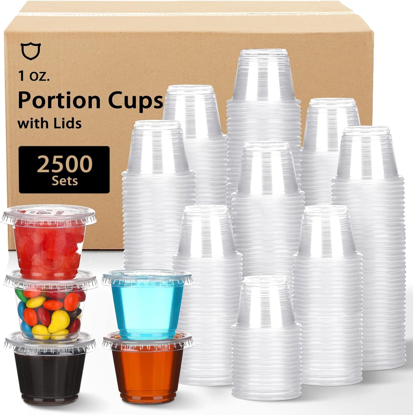 Bokon 2500 Sets Clear Plastic Portion Cups for Dipping Sauce