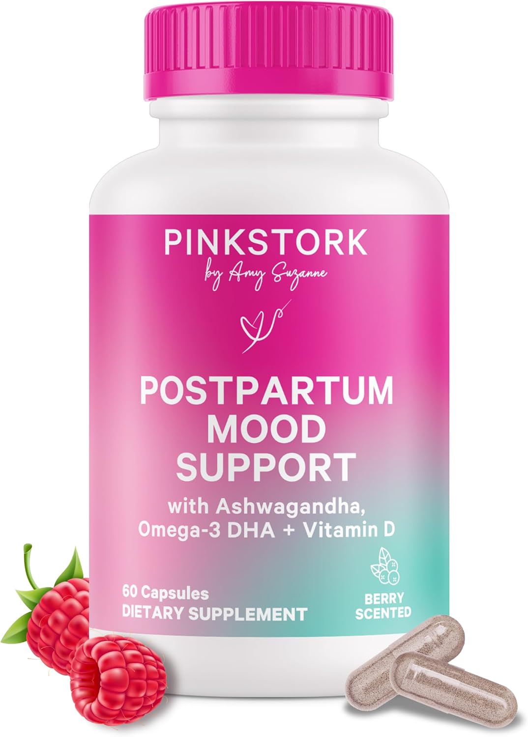 Pink Stork Postpartum Mood Support for New Moms - 60 Capsules
