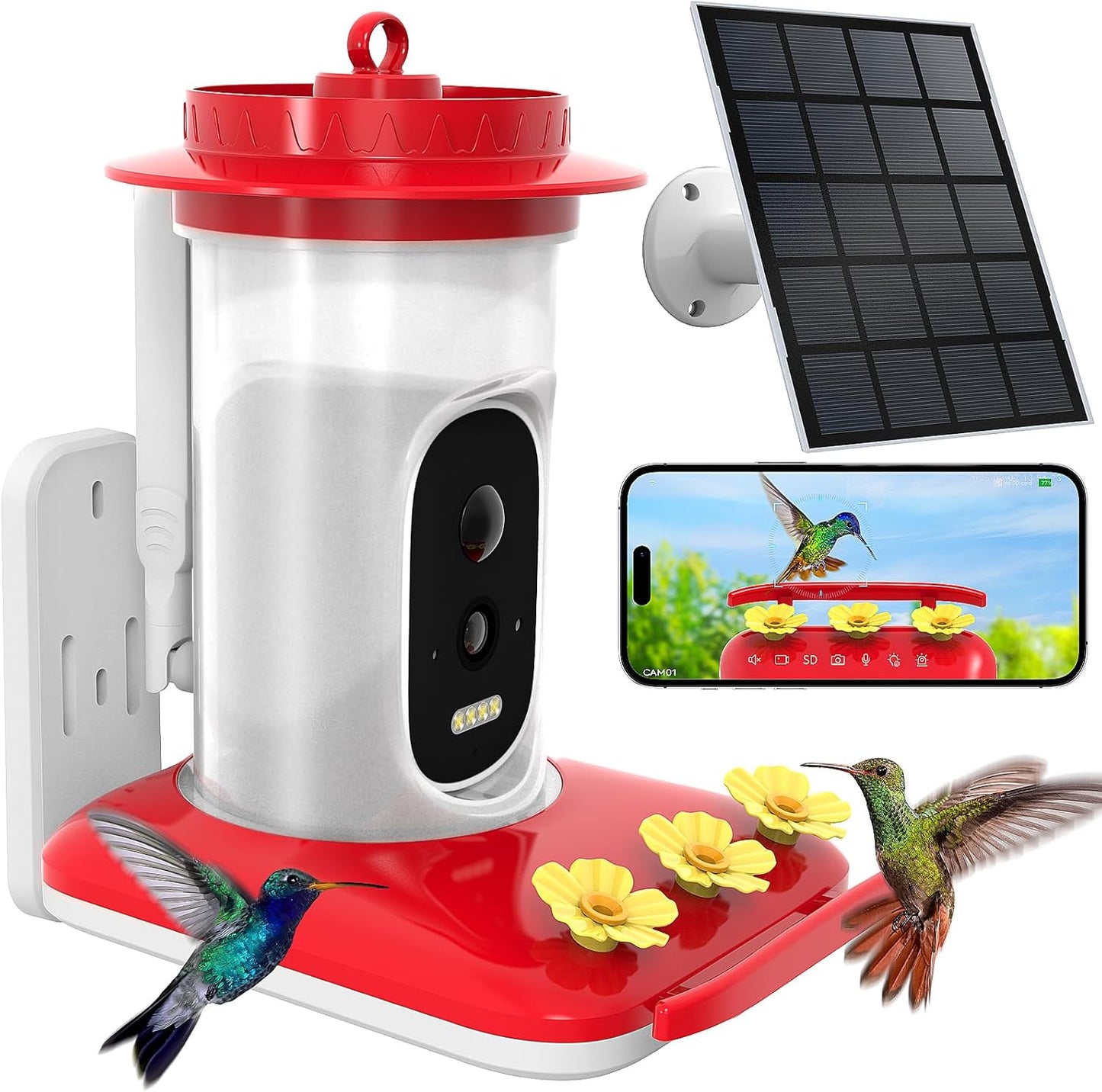 Solar-Powered Hummingbird Feeder with 2.5K AI Bird Recognition
