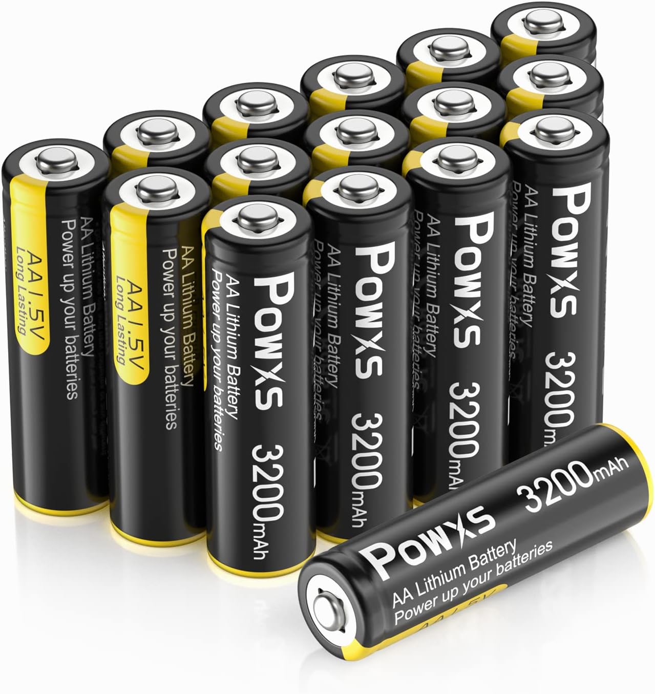 POWXS AA Lithium Batteries 16-Pack Super Capacity 3200mAh