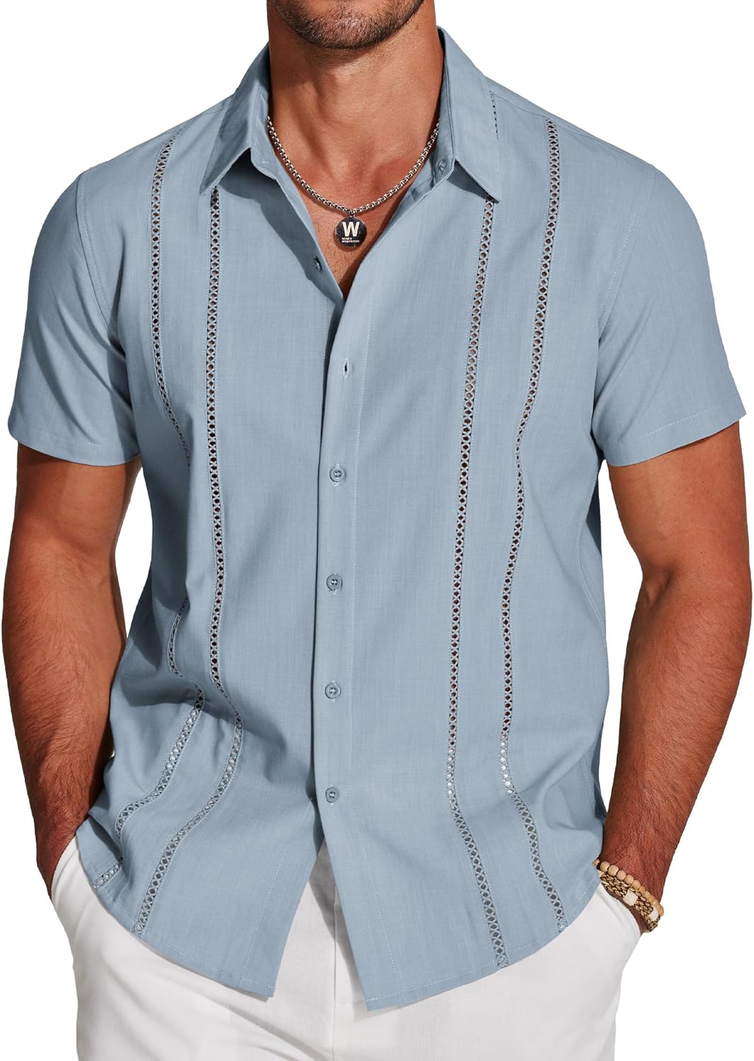 Stylish Men's Cuban Guayabera Shirt for Summer Comfort