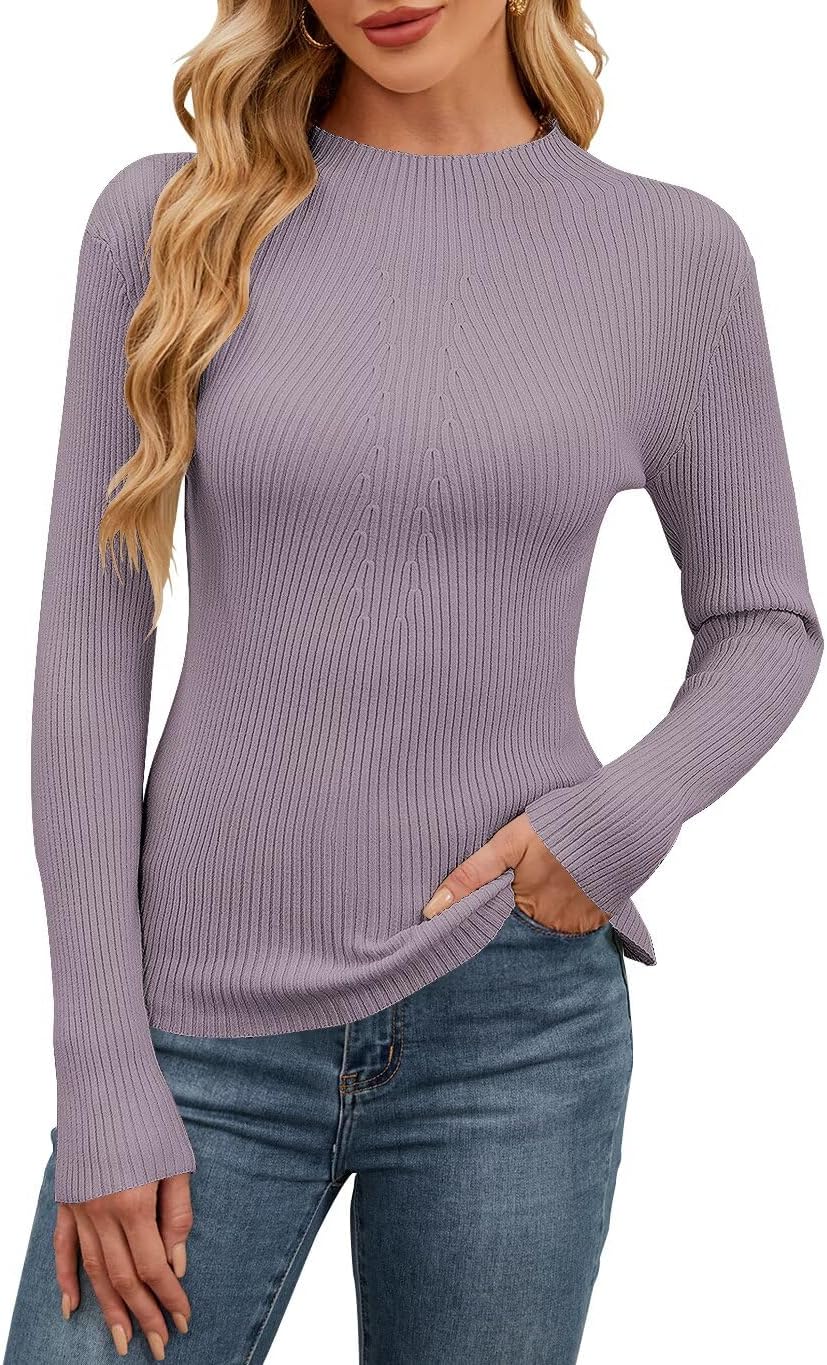 QACOHU Womens Fall Long Sleeve Ribbed Knit Sweater for Style