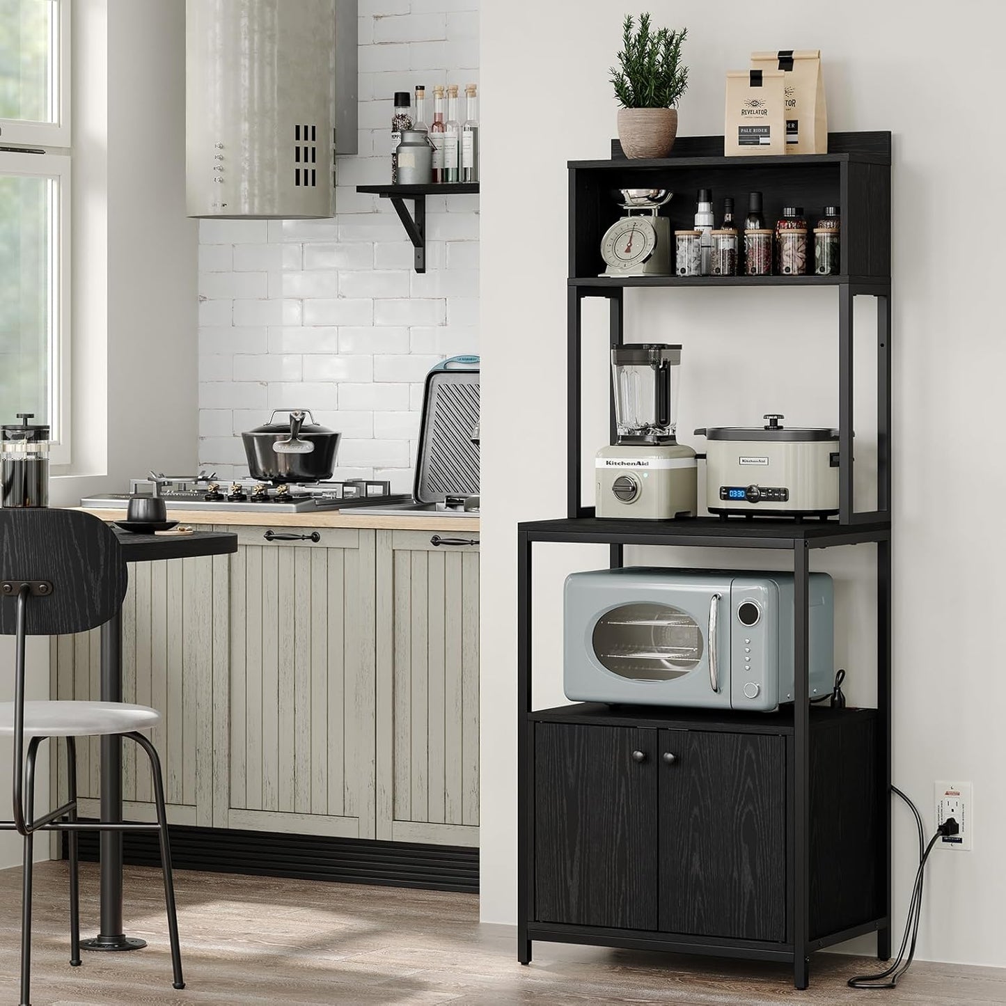 5-Tier Industrial Kitchen Bakers Rack with Power Outlet
