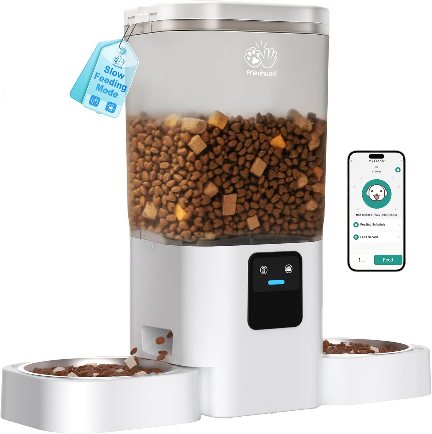 5G WiFi Automatic Cat Feeder with Slow Feed for 2 Cats